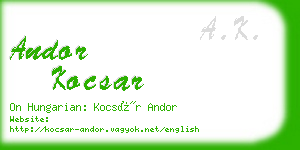 andor kocsar business card